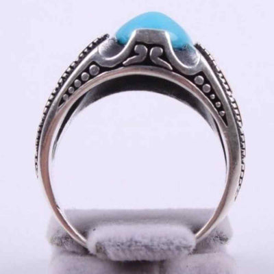 Silver Handsome Turquoise Stone Mens Ring