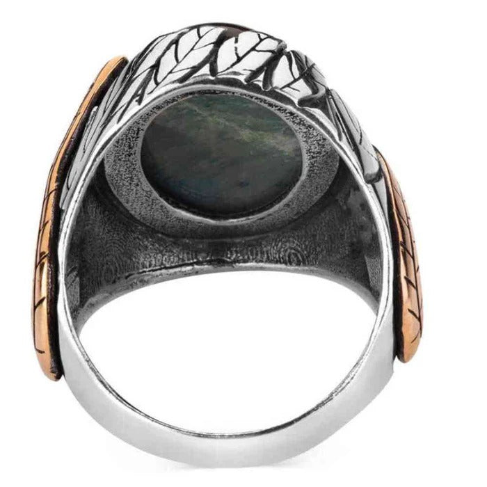 Silver Mens Ring with Natural Blue Tigers Eye Stone