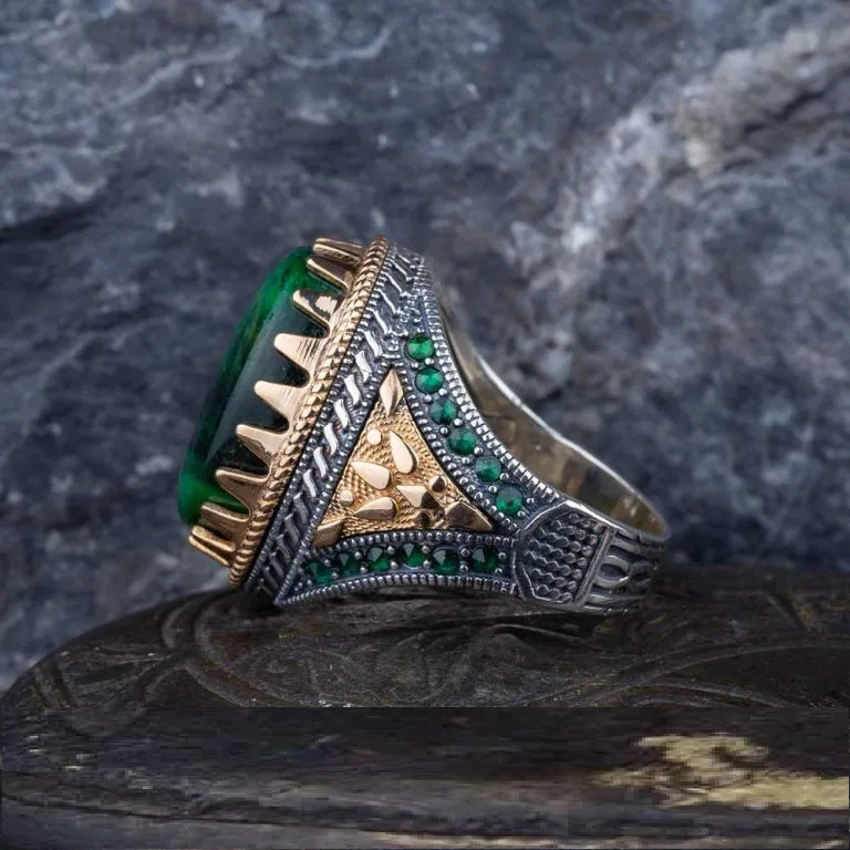 Royal Collection Green Tiger Eye Silver Ring No2