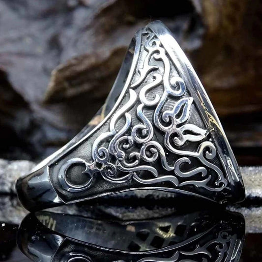 Customizable No Stone Elegant Silver Mens Ring