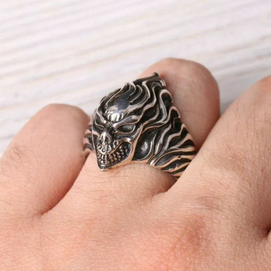 Handmade Silver Skull No Stone Mens Ring