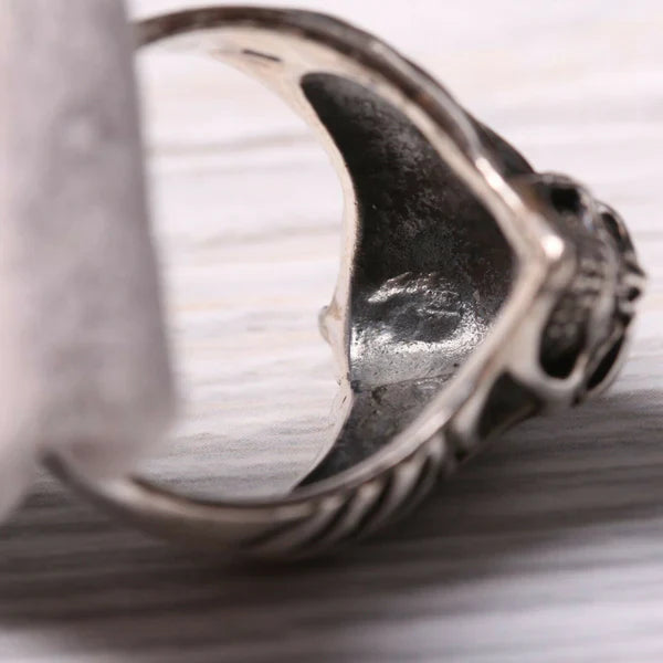 Handmade Silver Skull No Stone Mens Ring