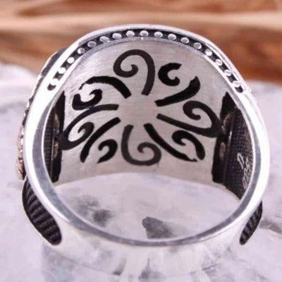 Heavy Scorpion Onyx Stone Silver Black Mens Ring