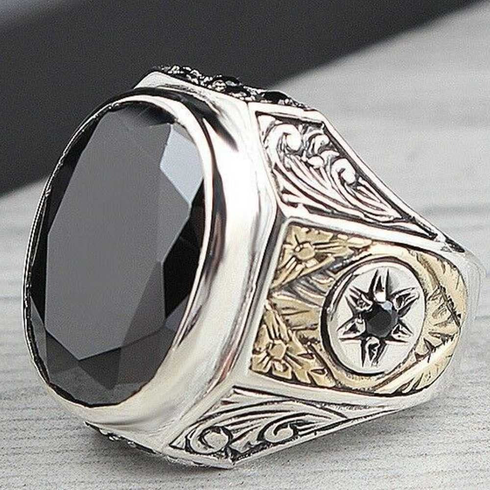Most Selling Onyx Stone Silver Handmade Mens Ring