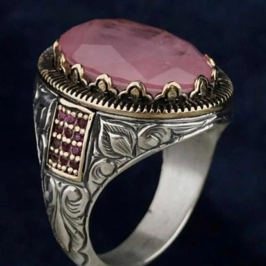 Pink Paraiba Tourmaline Stone Silver Mens Ring