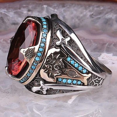Sword Style Color Changing Zultanite Silver Mens Ring
