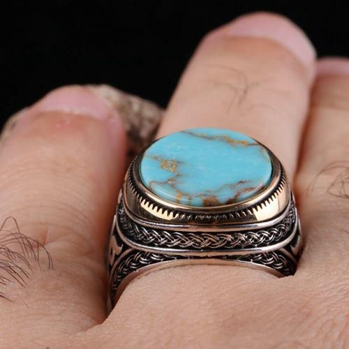 Turquoise Stone Best Silver Mens Ring