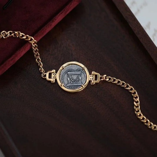 Sterling Silver Lucky Ancient Coin Bracelet