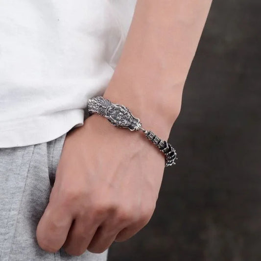 Sterling Silver Heavy Industry Dragon Bone Bracelet