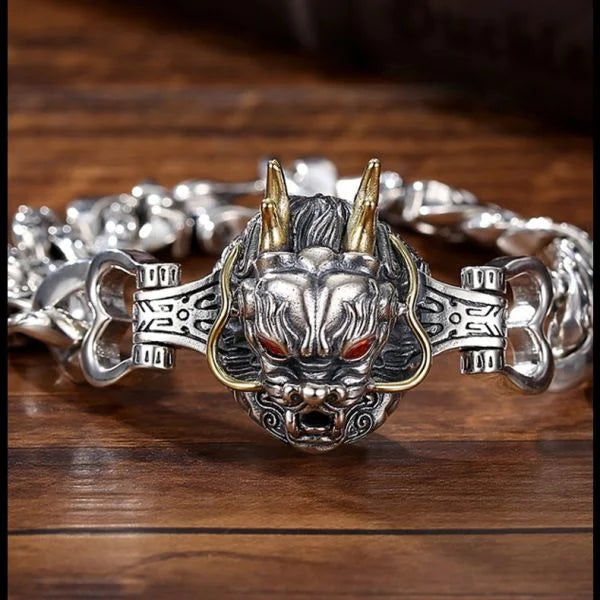 Sterling Silver Dragon Roar Nine Days Curb Chain Bracelet