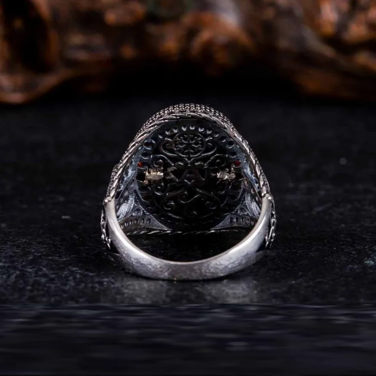 Brown Tiger Eye Zircon Detailed Ring With Snake Figure