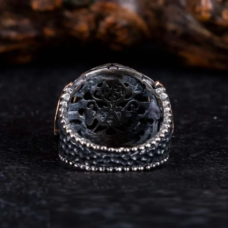 Brown Tiger Eye Round Zircon Detailed Ring