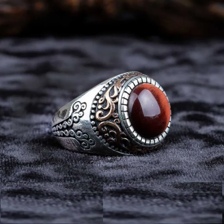One of a Kind Orange Tiger Eye Ring No1