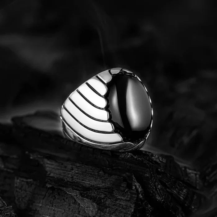 CAT EYE WAVES MEN'S RING - SILVER