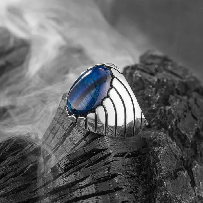CAT EYE WAVES MEN'S RING - SILVER