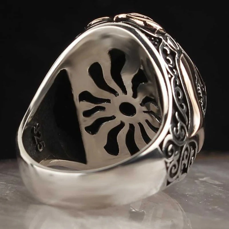Carnelian Agate Aqeeq Silver Elegant Mens Ring