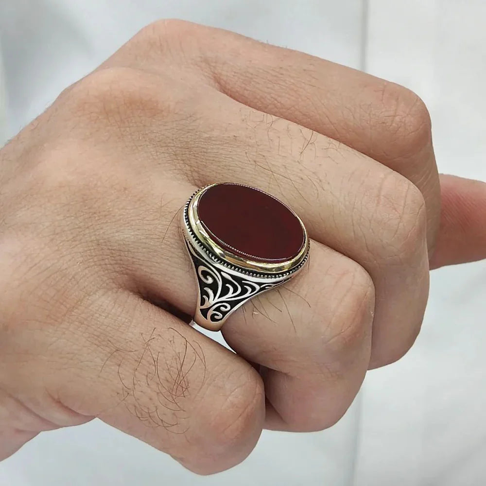 Classic Aqeeq -Silver Ring