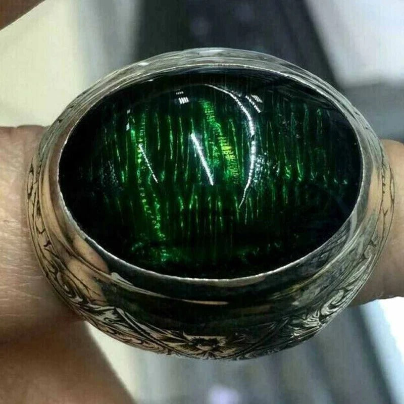 Handmade Silver Elegant Heavy Emerald Mens Ring