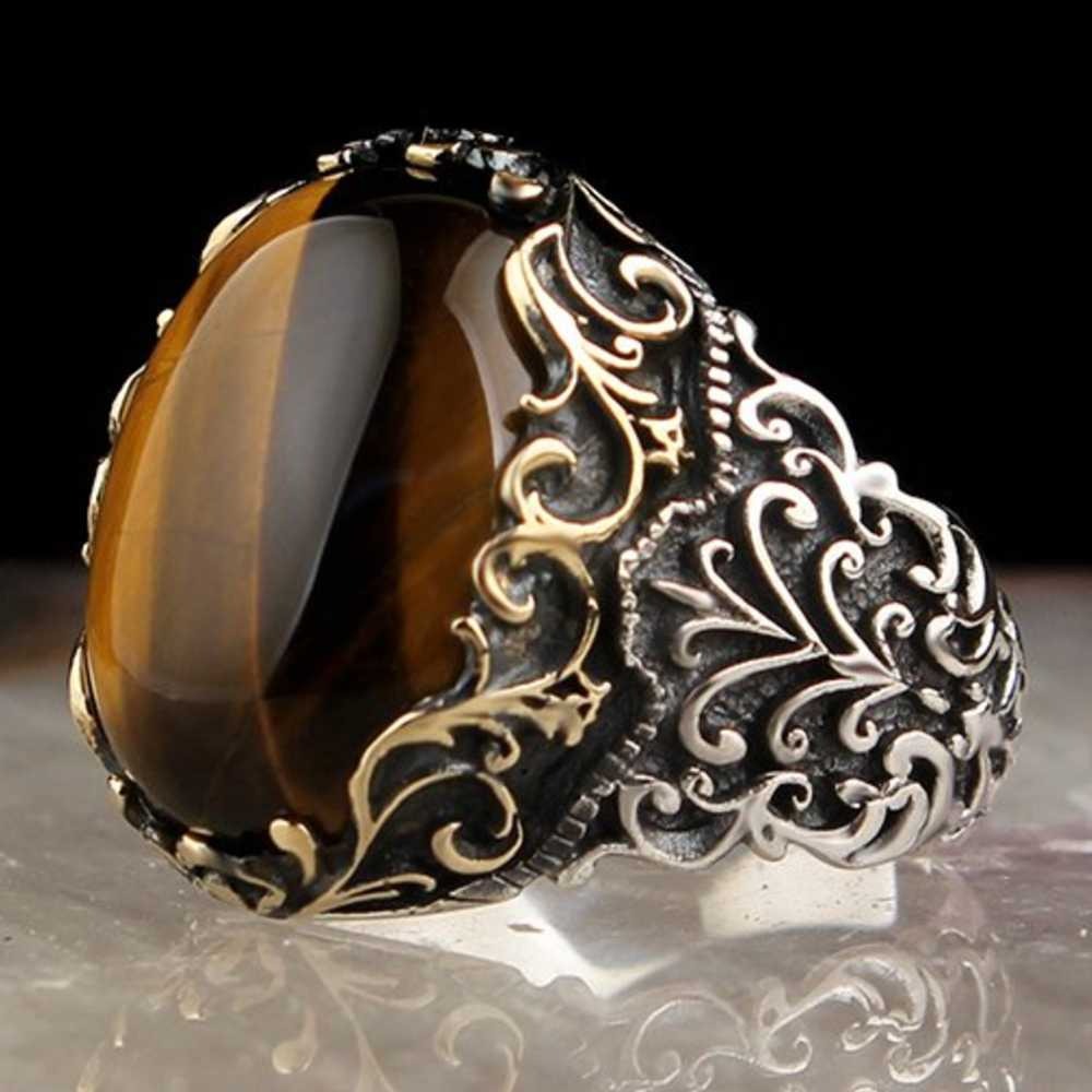 Most Popular Natural Tigers Eye Stone Silver Great Mens R