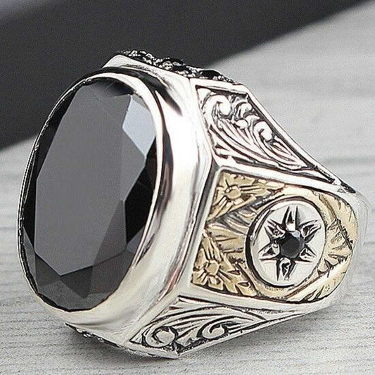 Most Selling Onyx Stone Silver Handmade Mens Ring