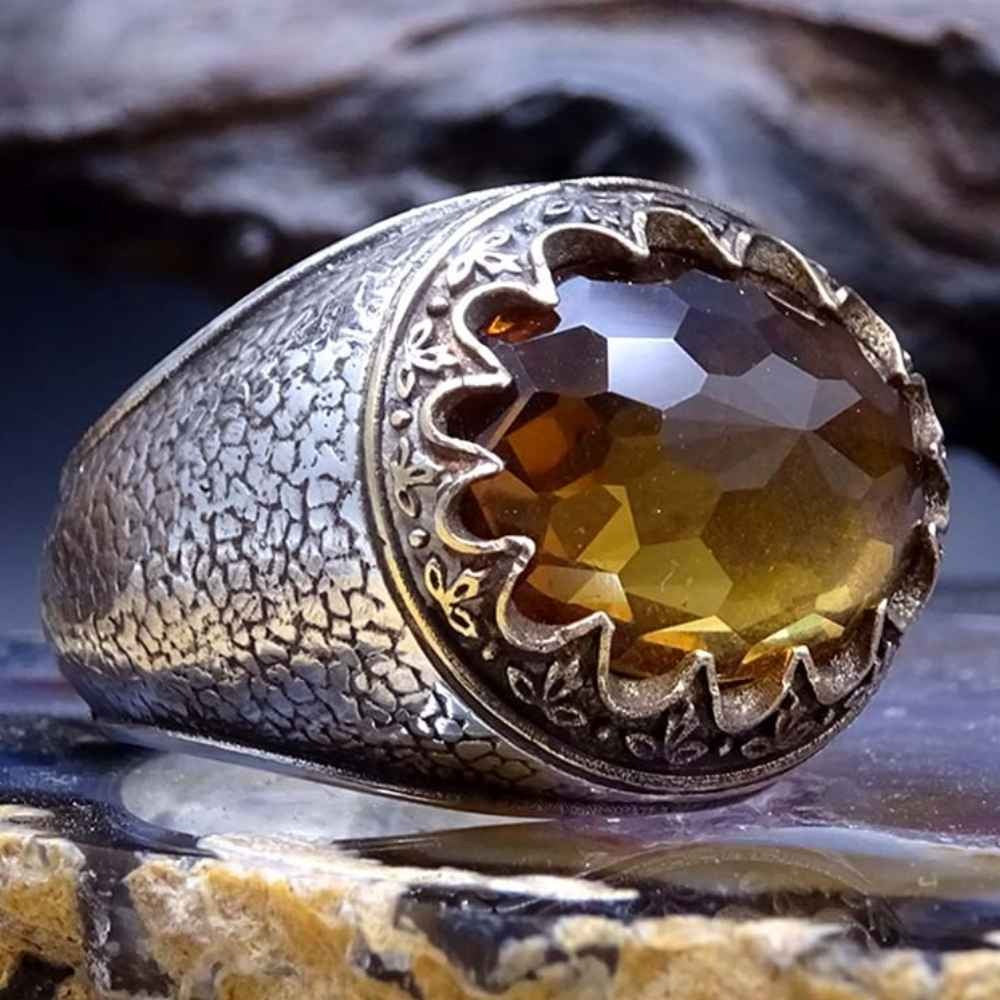 Oval Natural Zultanite Color Changing Silver Mens Ring