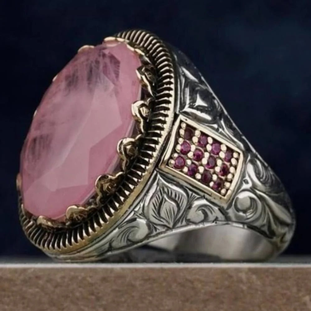 Pink Paraiba Tourmaline Stone Silver Mens Ring