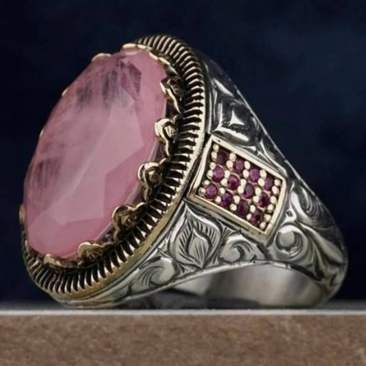 Pink Paraiba Tourmaline Stone Silver Mens Ring