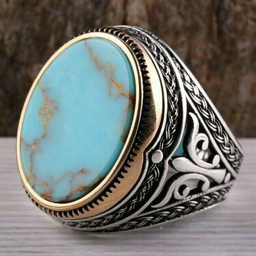 Turquoise Stone Best Silver Mens Ring